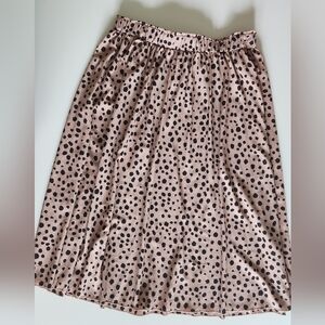 Pleated Blush Pink Polka Dot Midi Skirt